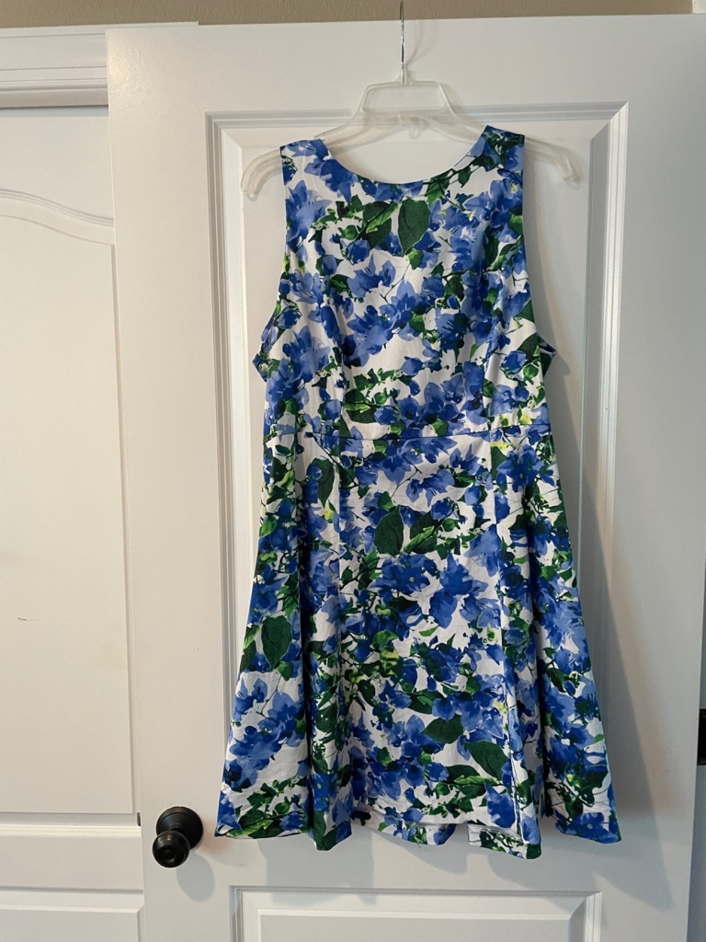 Milly Blue and Green Floral Midi Dress